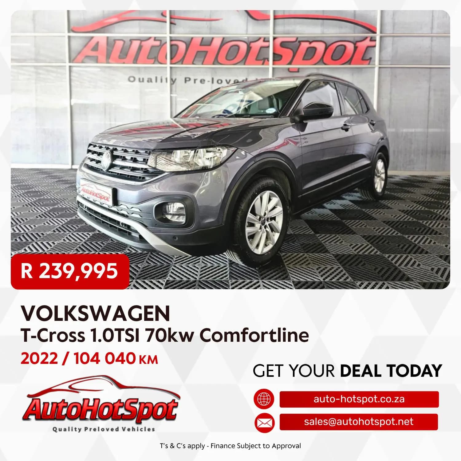 2022 Volkswagen T-Cross 1.0TSI 70kW Comfortline